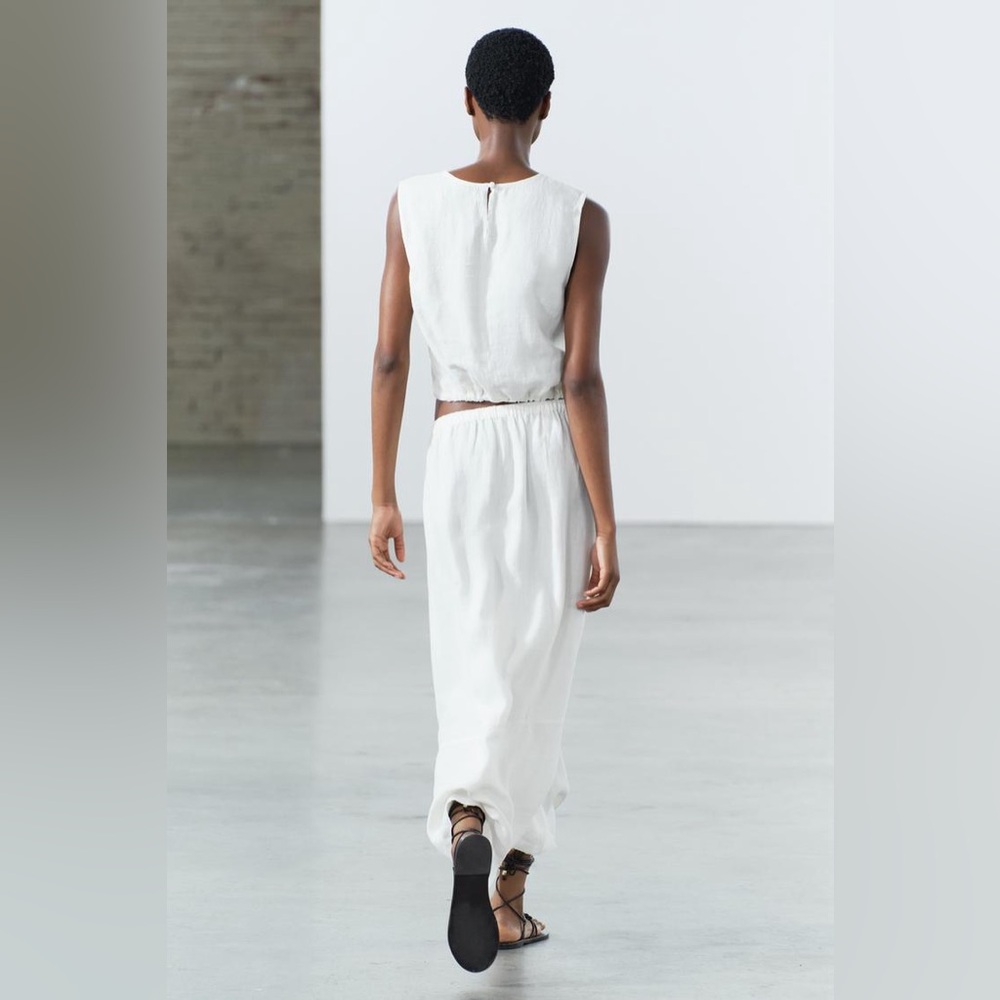 ZARA 100% LINEN MIDI SKIRT ZW COLLECTION - Picture 6 of 12